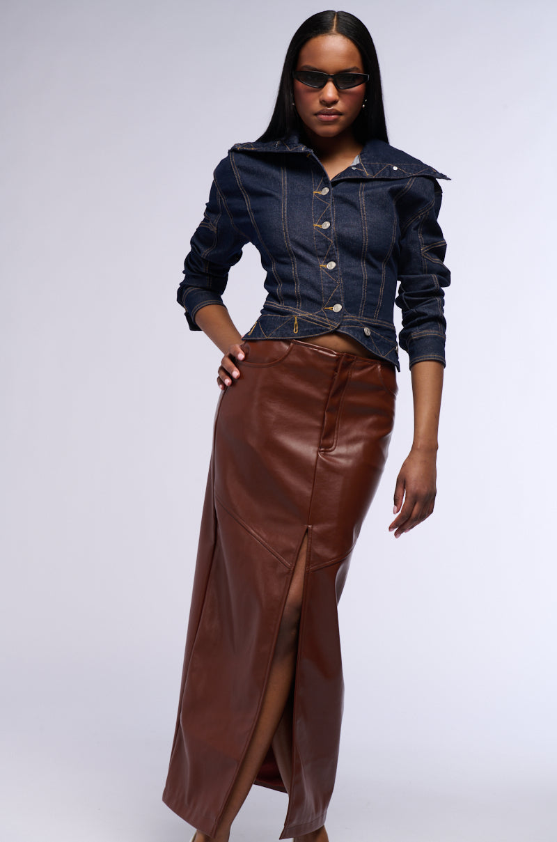 EARNED IT FAUX LEATHER MAXI SKIRT