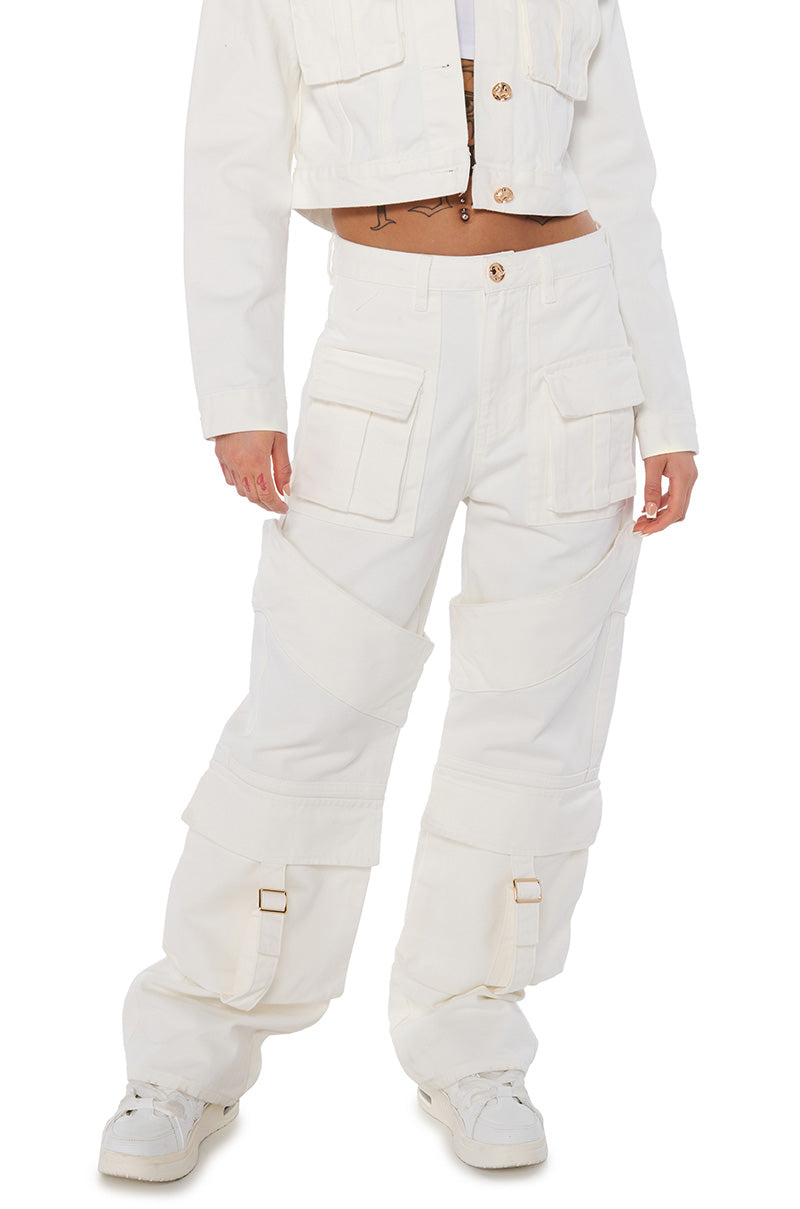 ELEVATED WHITE WASH DENIM UTILITY JOGGER