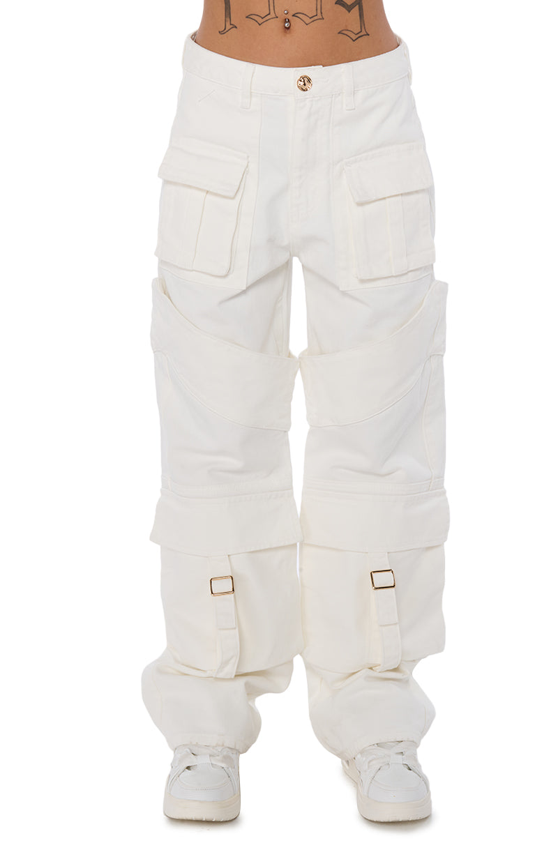 ELEVATED WHITE WASH DENIM UTILITY JOGGER