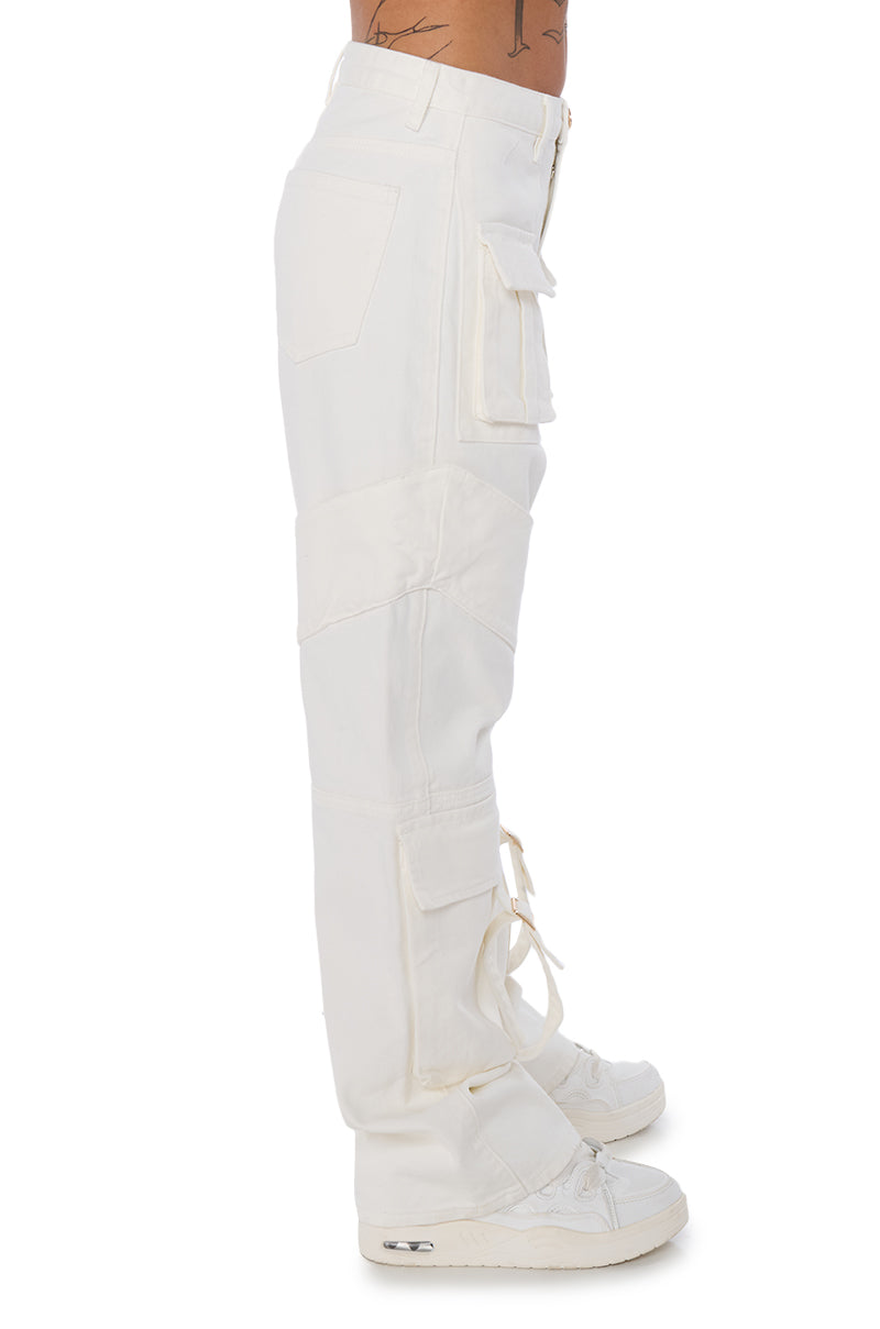 ELEVATED WHITE WASH DENIM UTILITY JOGGER