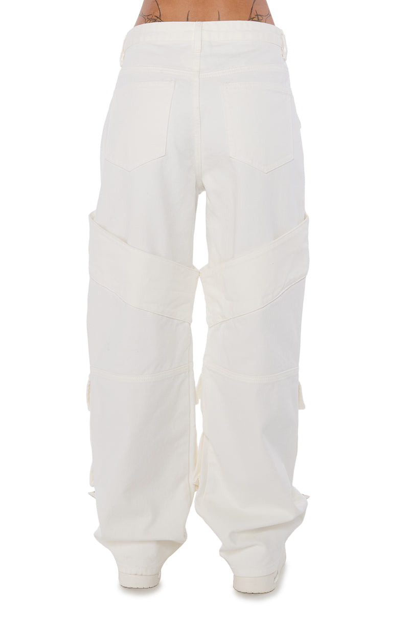 ELEVATED WHITE WASH DENIM UTILITY JOGGER