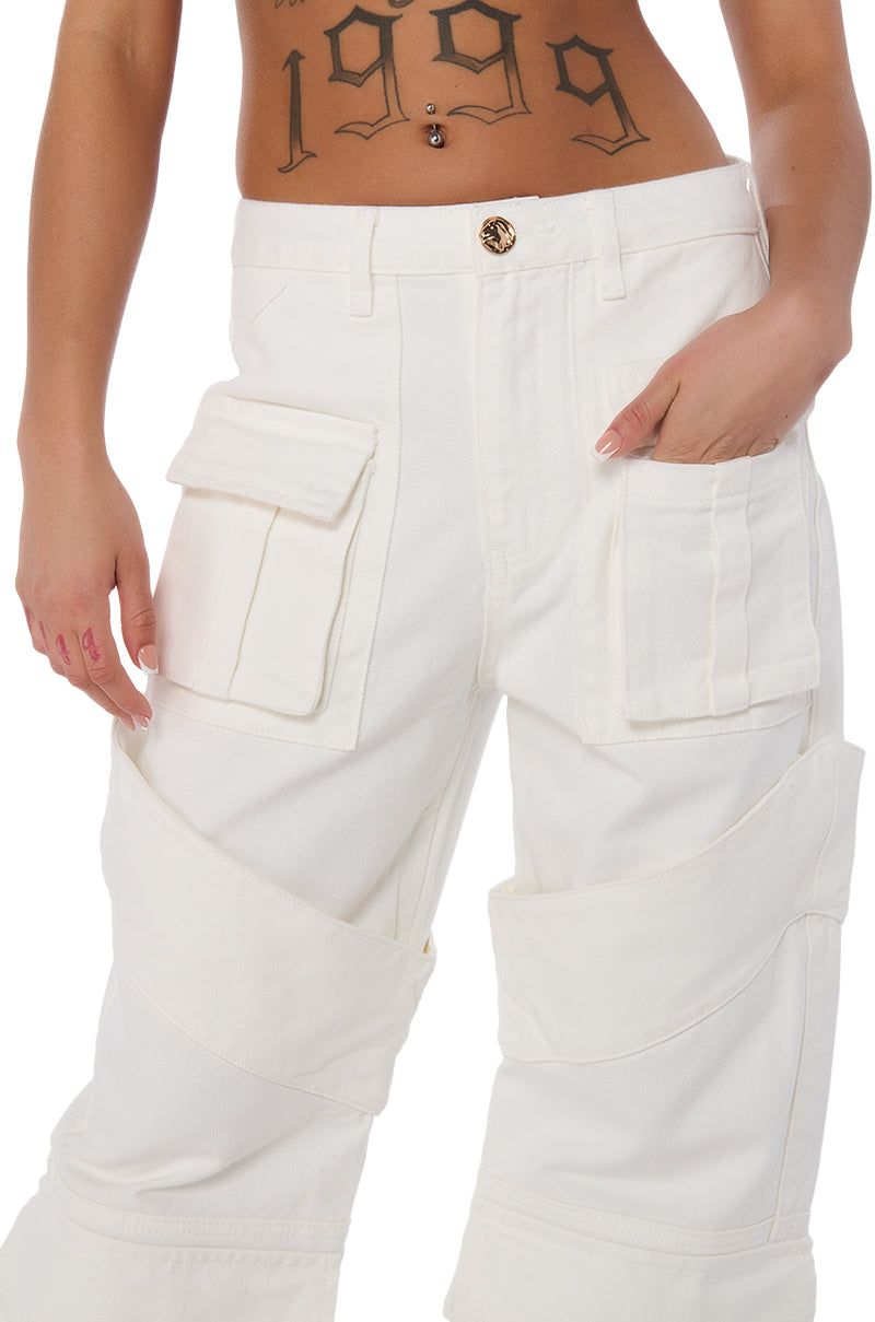 ELEVATED WHITE WASH DENIM UTILITY JOGGER