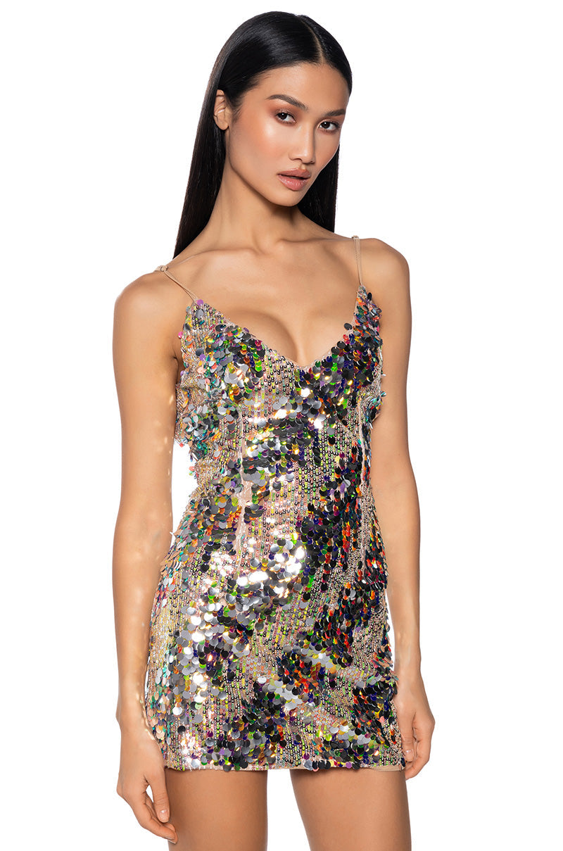 ESTEFANA MULTI COLOR SEQUIN MINI DRESS