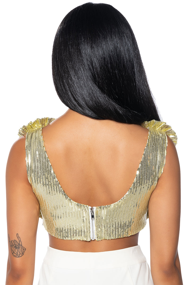 EVERY ROSE SEQUIN CROP TOP