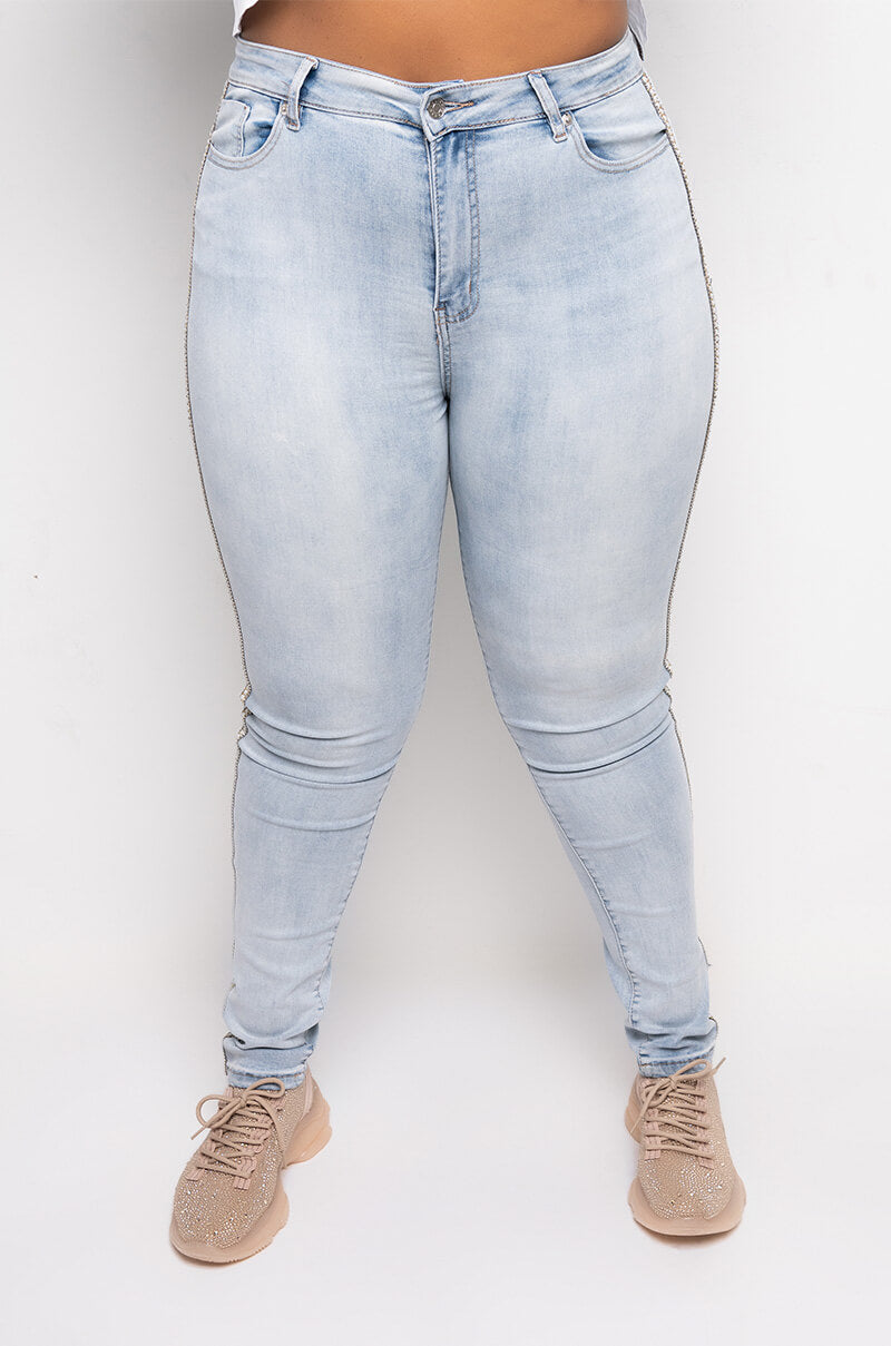 EXTREME STRETCH HIGH WAIST PEARL SKINNY JEANS