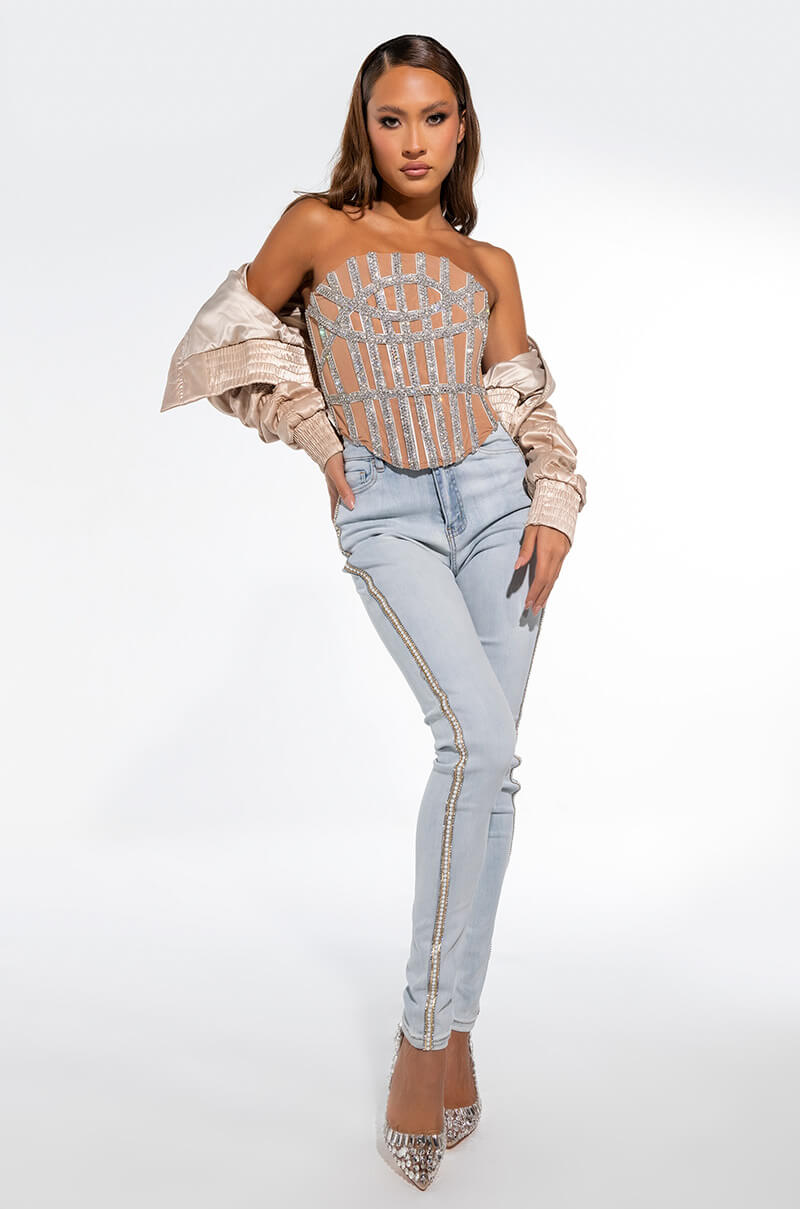 EXTREME STRETCH HIGH WAIST PEARL SKINNY JEANS