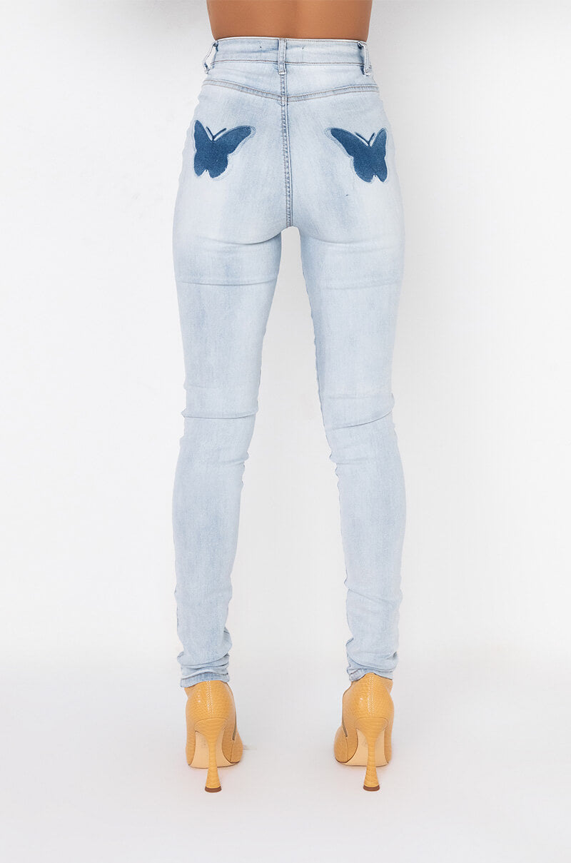 EXTREME STRETCH SKINNY JEANS BUTTERFLY