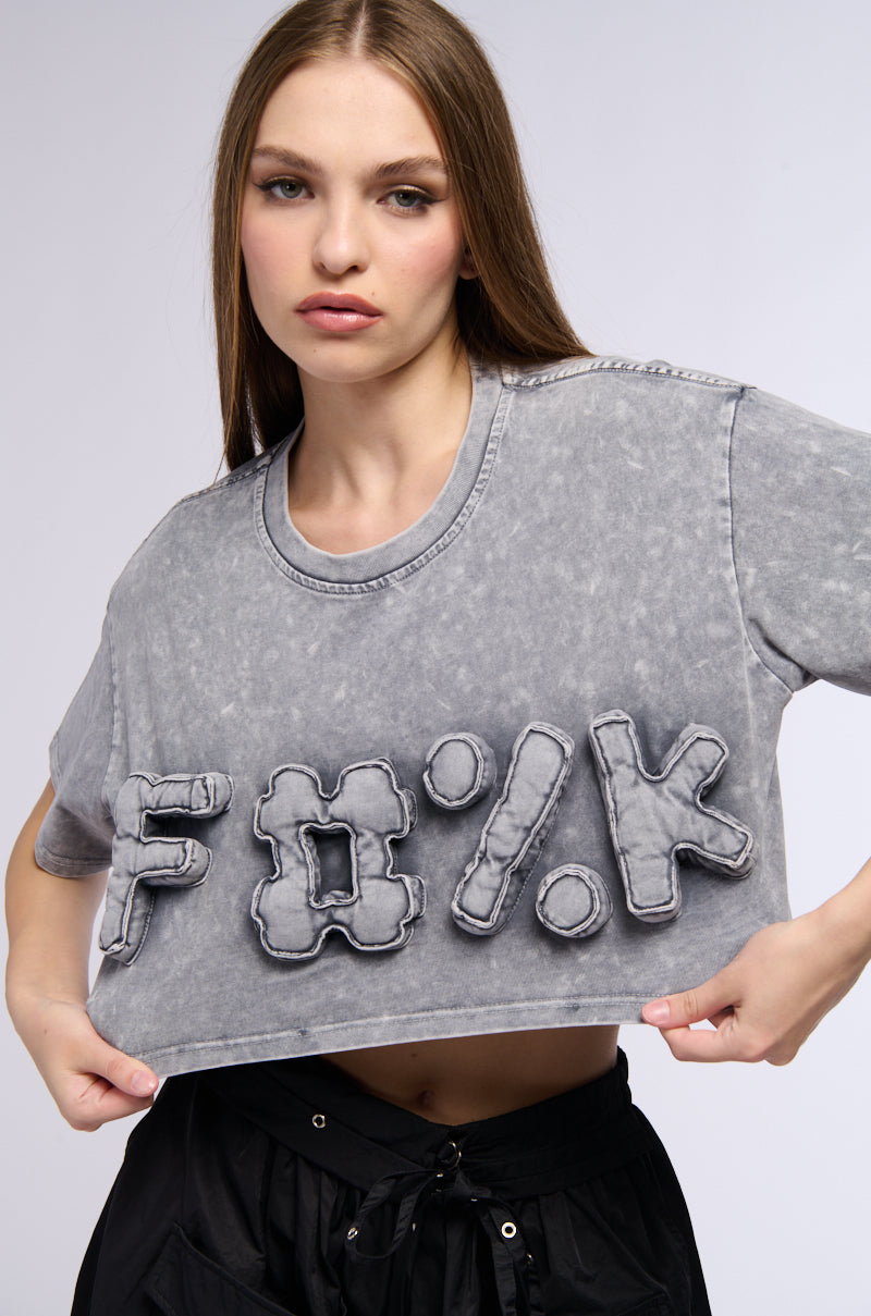 F WORD CROPPED MINERAL WASH T SHIRT