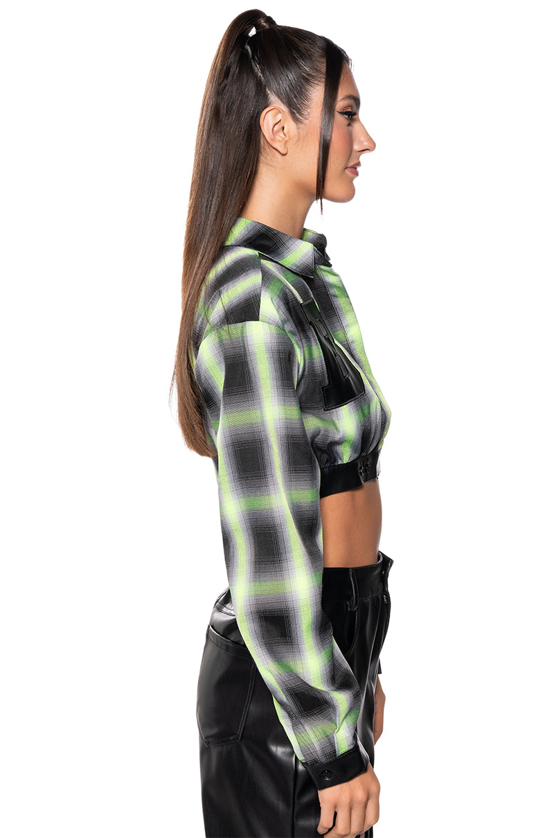 FABULOUS LONG SLEEVE PLAID BUTTON DOWN BLOUSE