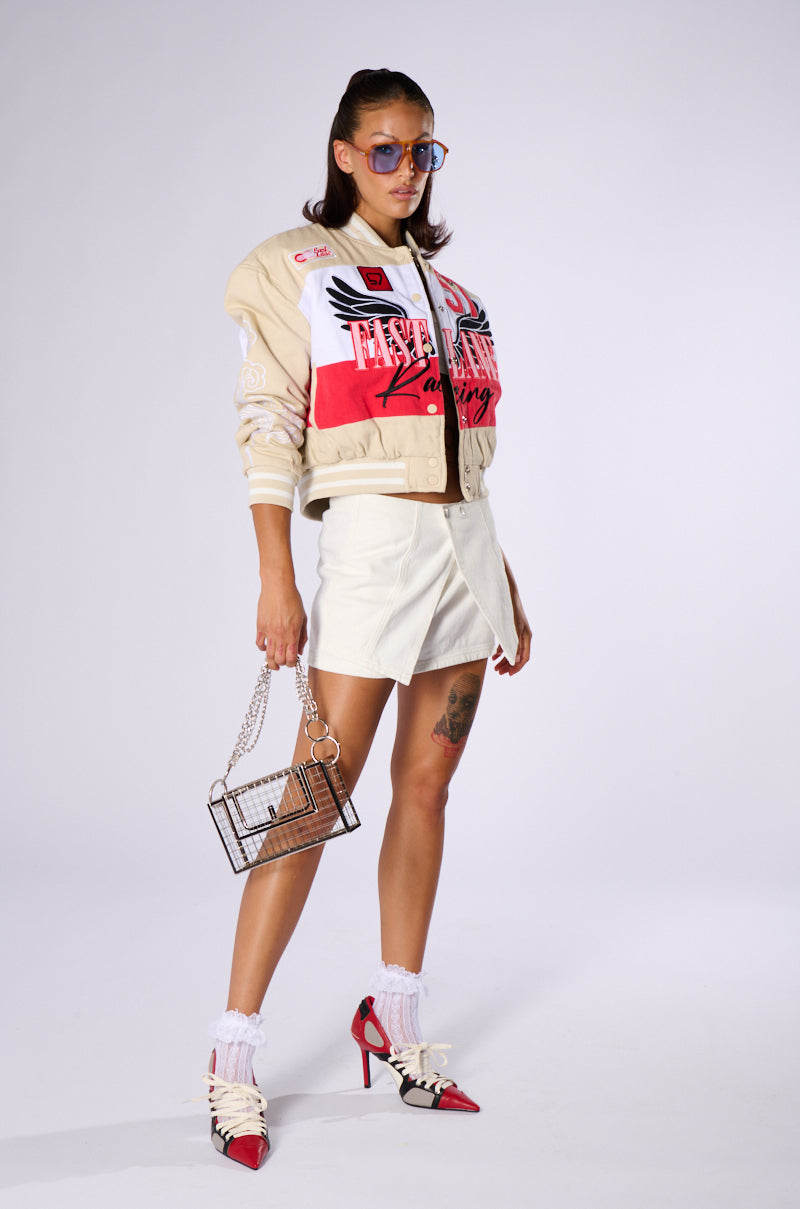 FAST LANE EMBROIDERED BOMBER