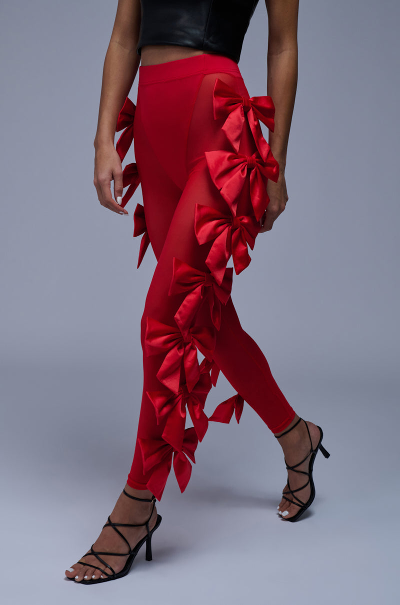 FEELING CUTE BOW LEGGING IN RED