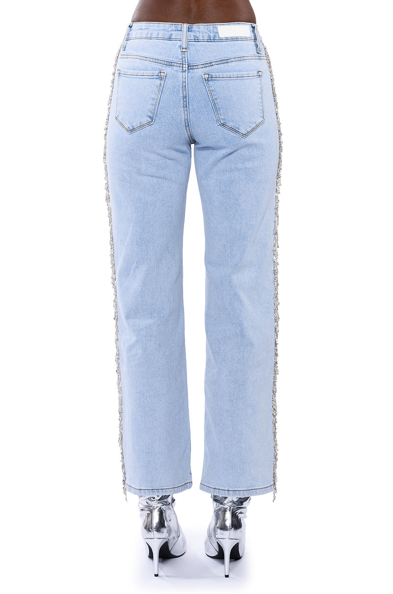 FEELING LIKE A STAR RHINESTONE WIDE LEG JEANS