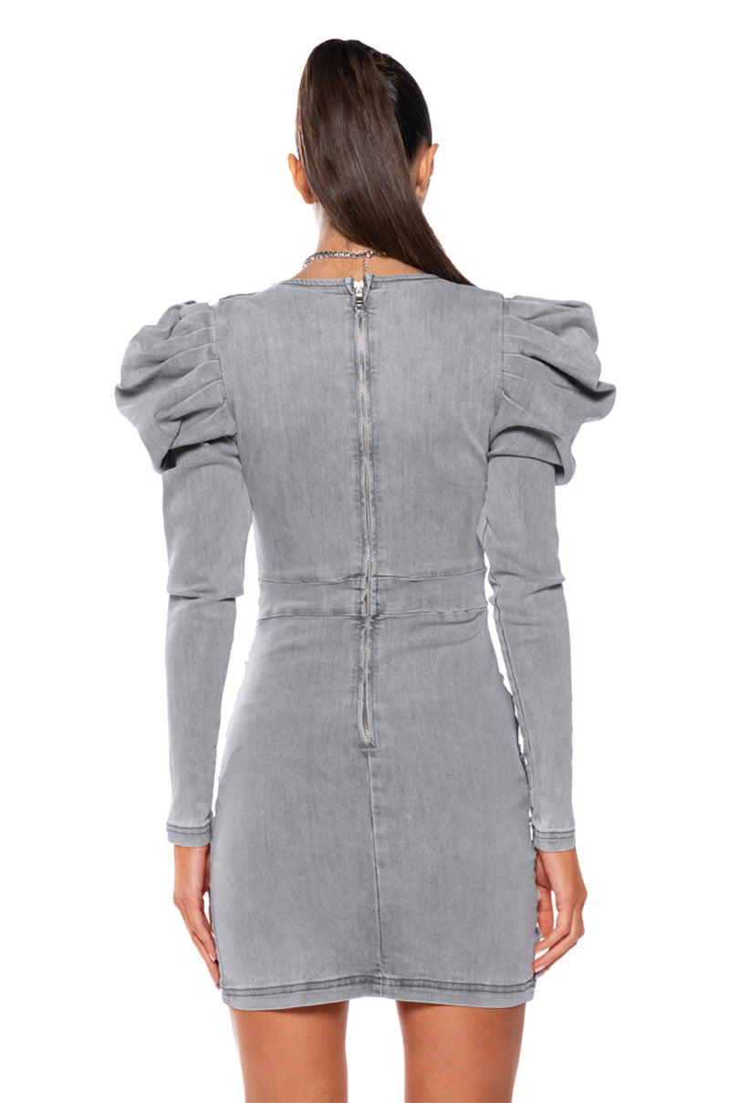 ROSEY DENIM COATED MINI DRESS