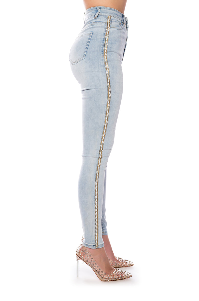 EXTREME STRETCH HIGH WAIST PEARL SKINNY JEANS