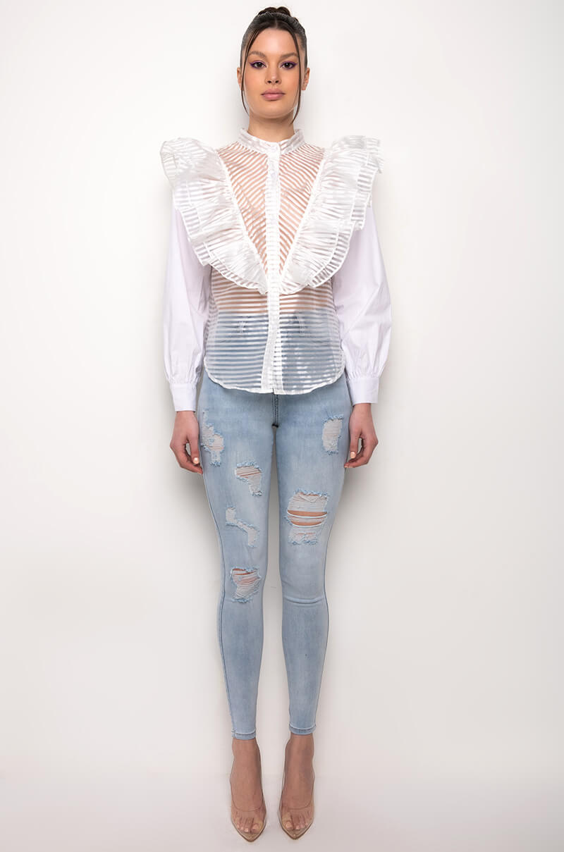 FLEX-FIT EXTREME STRETCH HIGH WAISTED DISTRESSED SKINNY JEANS