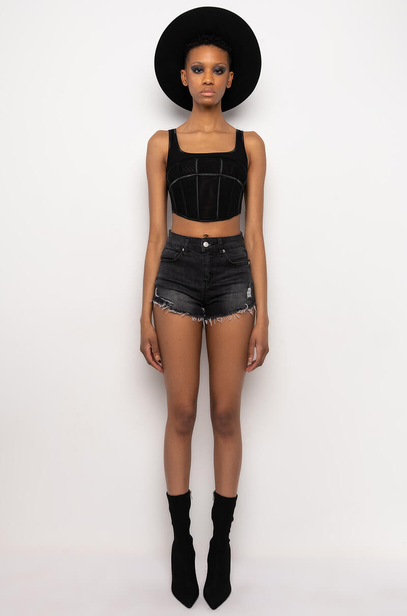 FLEX-FIT HIGH WAISTED SUPER STRETCHY DENIM SHORTS