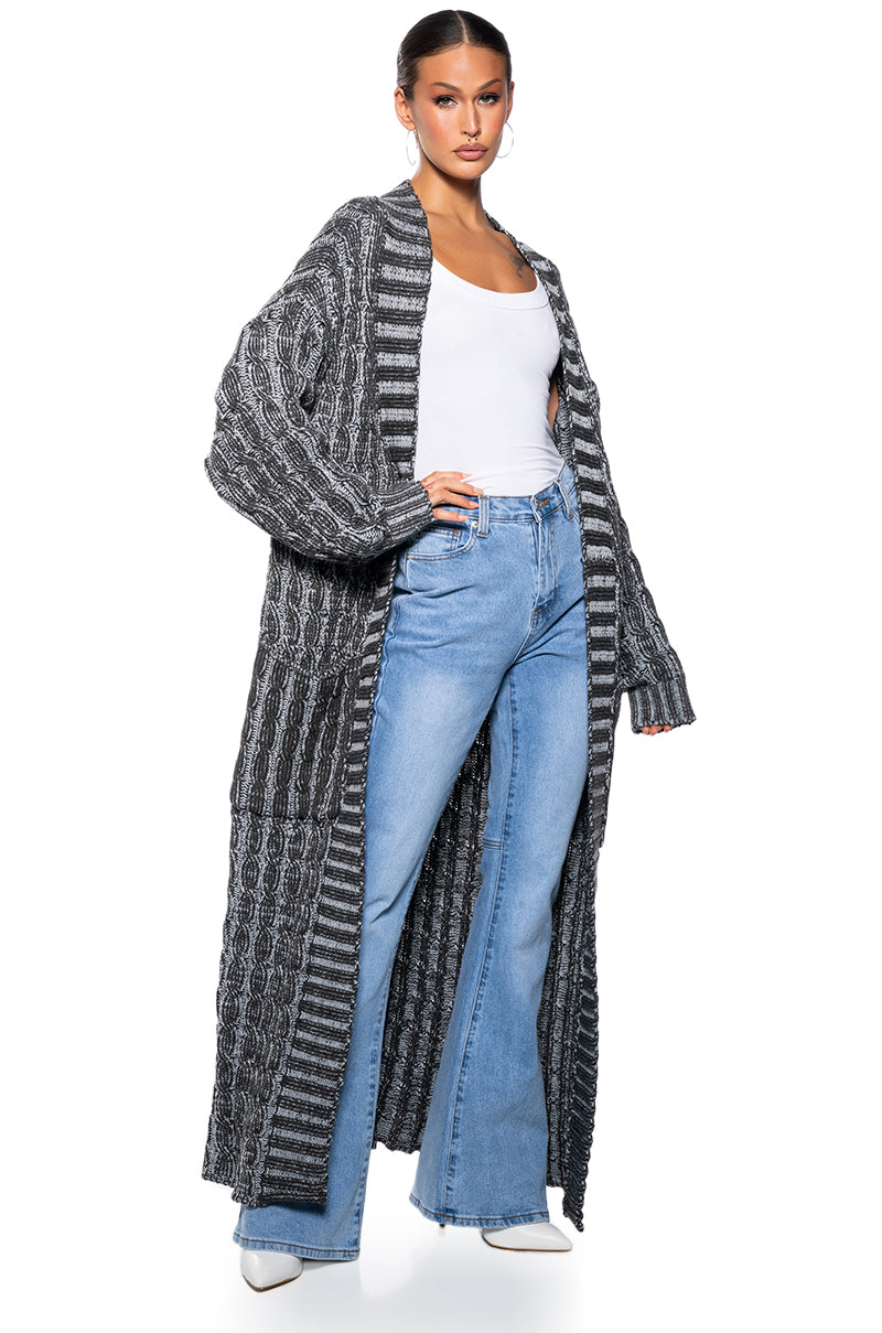 FOR THE LONG NIGHTS KNIT EXTRA LONG CARDIGAN