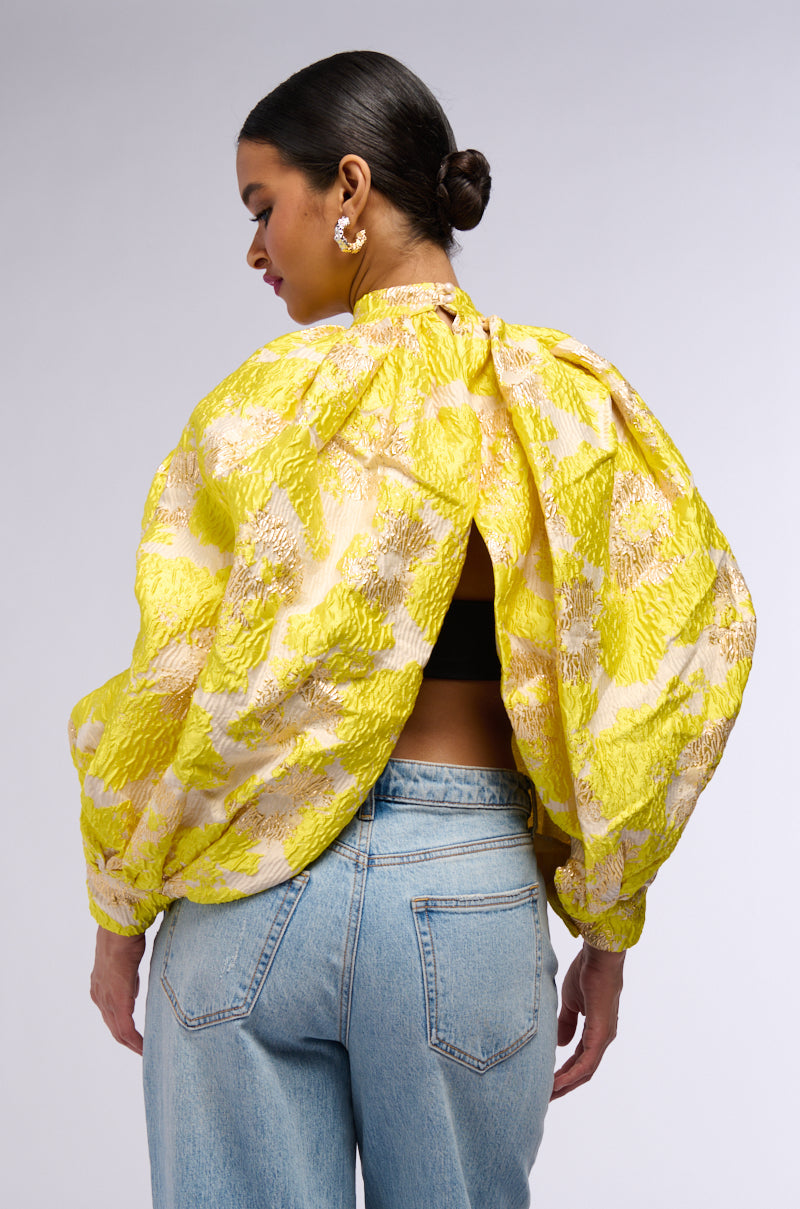 FRANCESCA PUFF SLEEVE MOCK NECK TOP