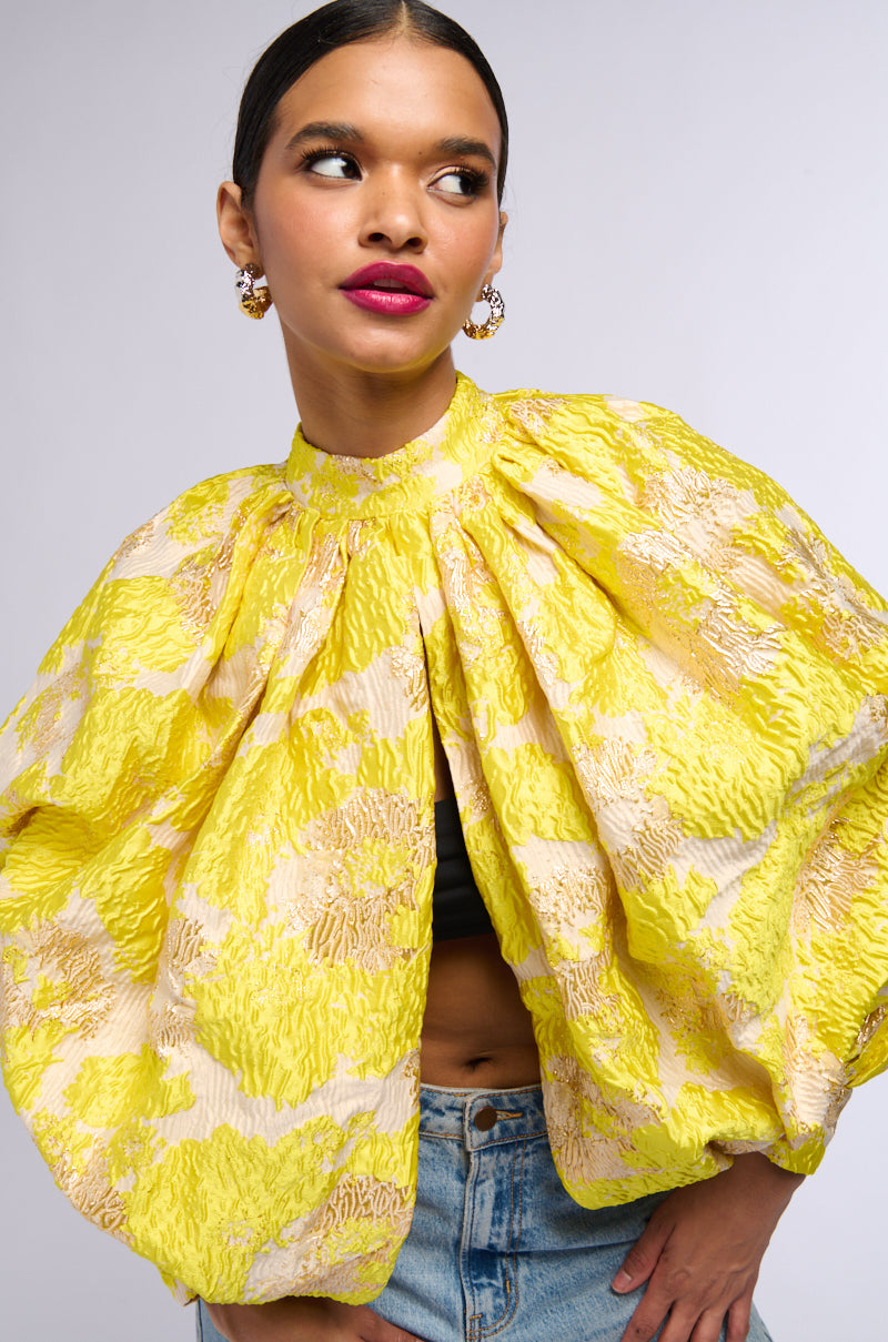 FRANCESCA PUFF SLEEVE MOCK NECK TOP