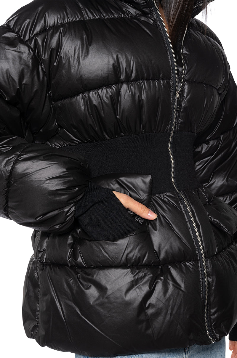 GEORGETOWN PUFFER COAT WITH RIB WAIST