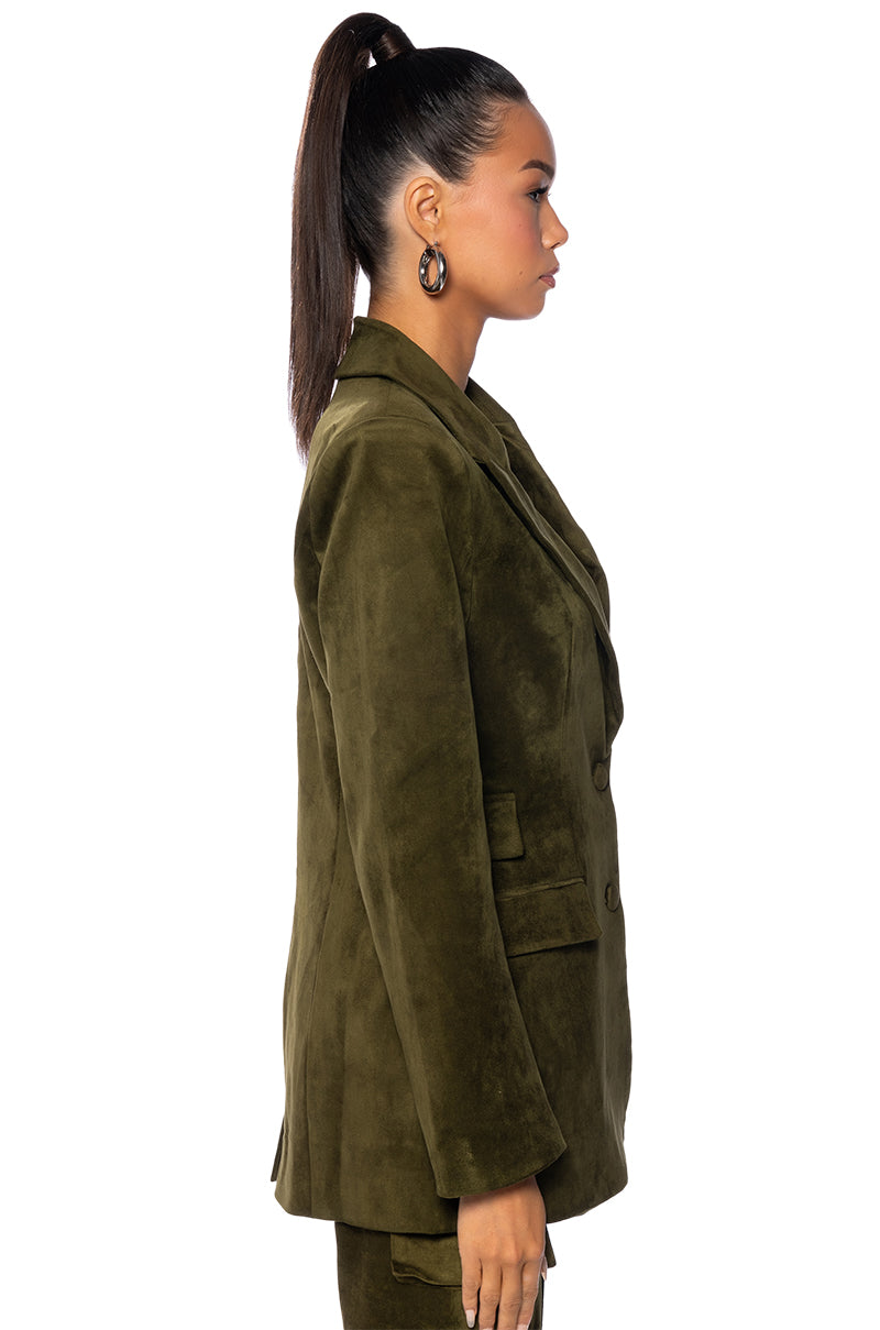SMITH AND MILLS ENGAGED FAUX SUEDE BLAZER