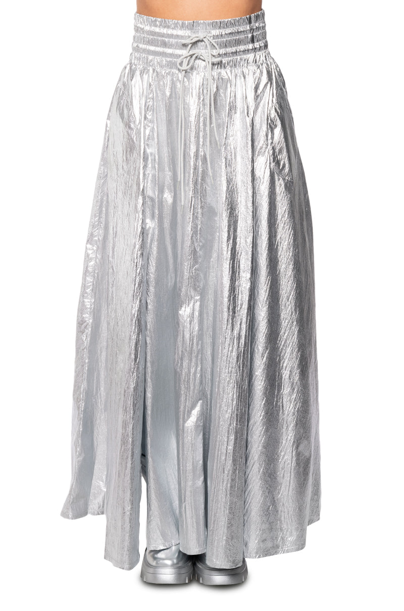 GIVE YOU THE WORLD HIGH WAIST METALLIC MAXI SKIRT