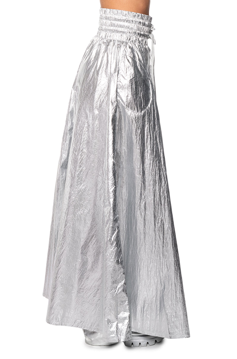 GIVE YOU THE WORLD HIGH WAIST METALLIC MAXI SKIRT