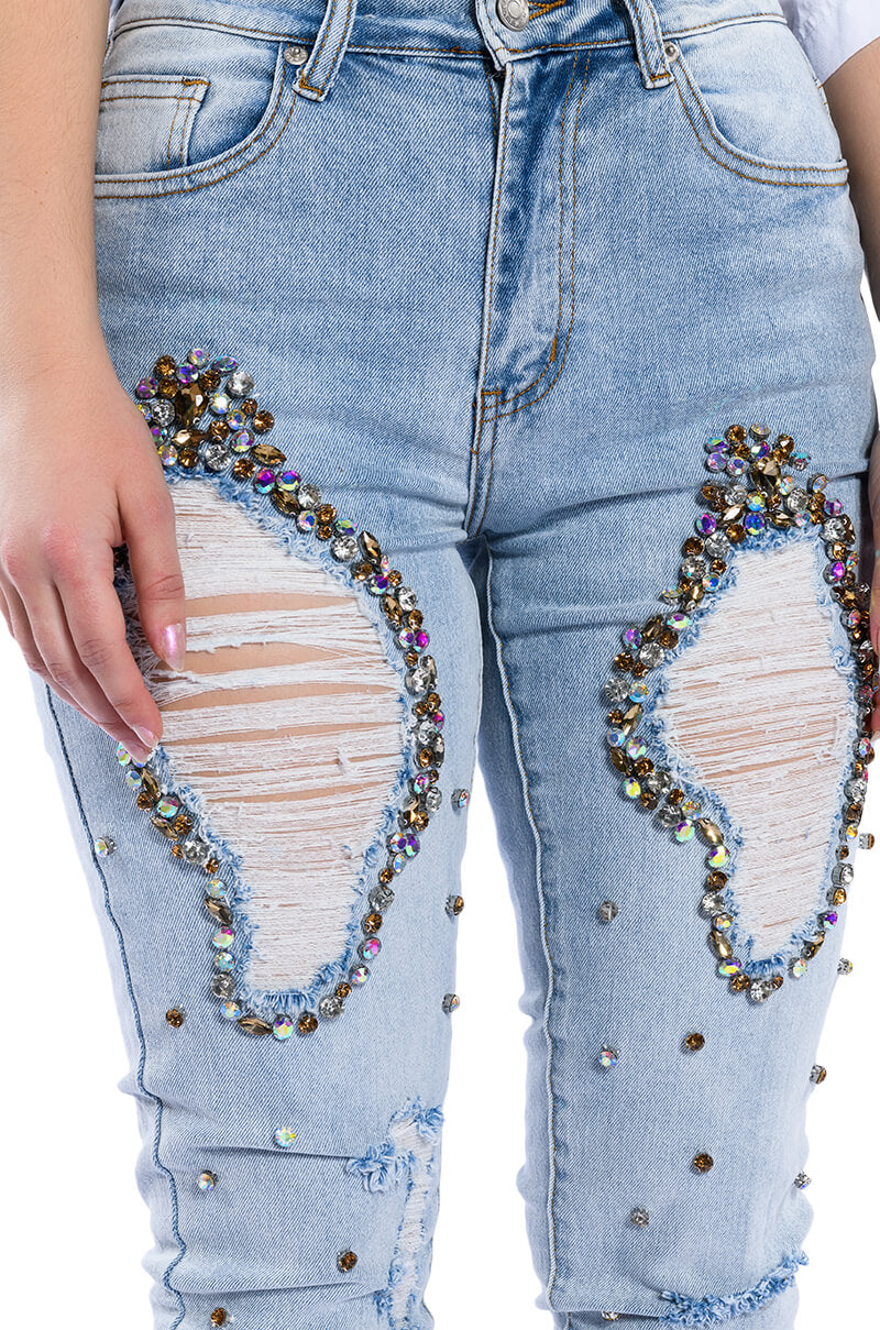 GLAMOUR RHINESTONE SKINNY JEANS