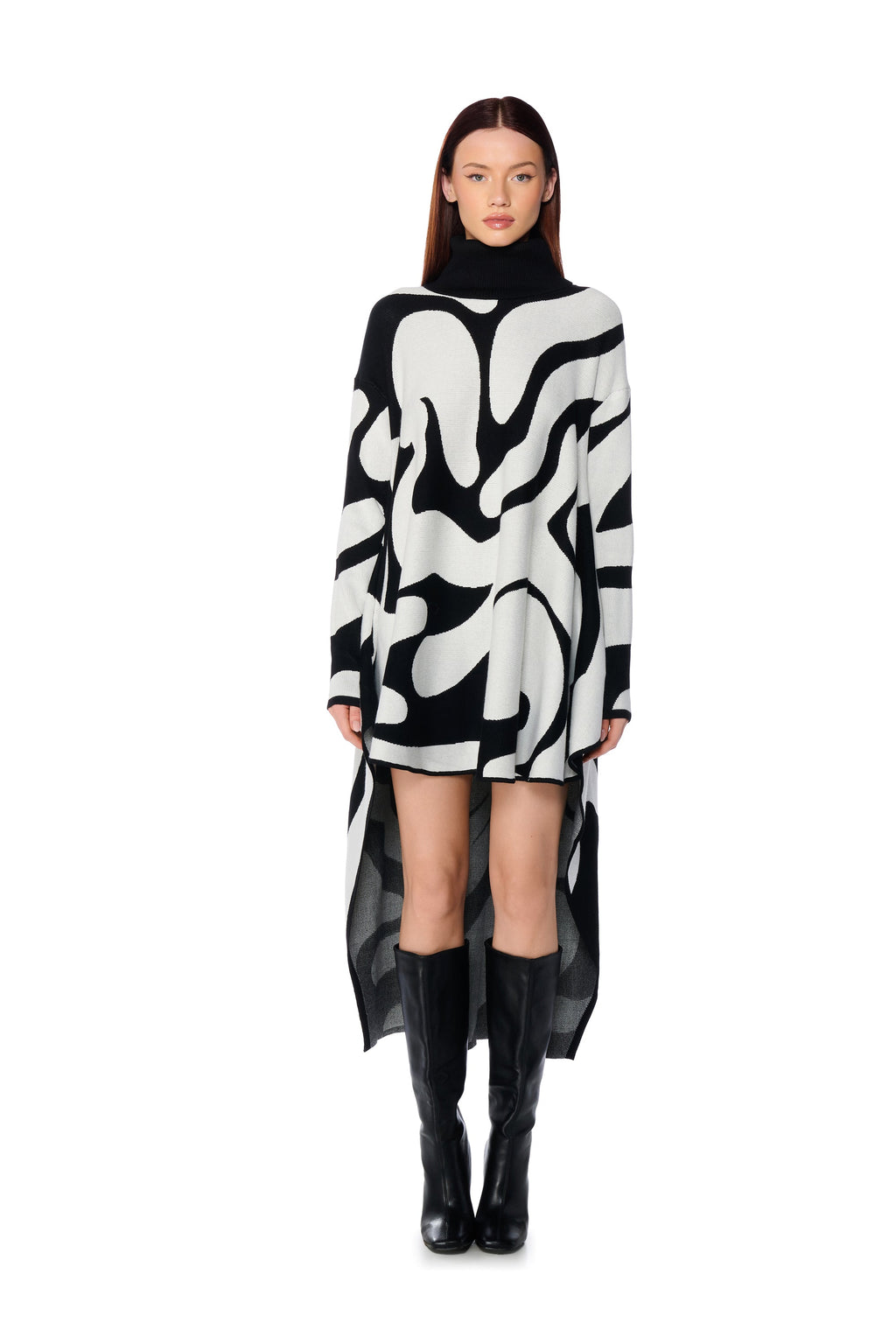 GROOVY BABY SWEATER HIGH LOW MINI DRESS