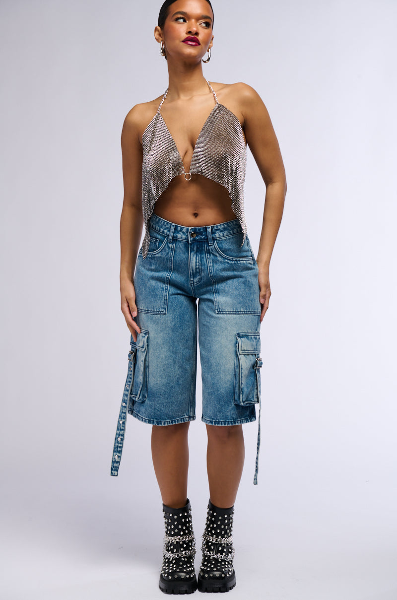 GROOVY NIGHT RHINESTONE MESH BRALETTE