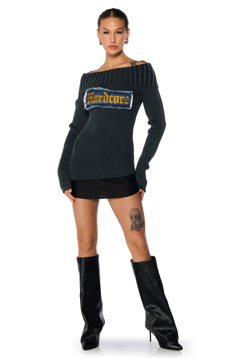HARDDCORE DISTRESSED RIB SWEATER