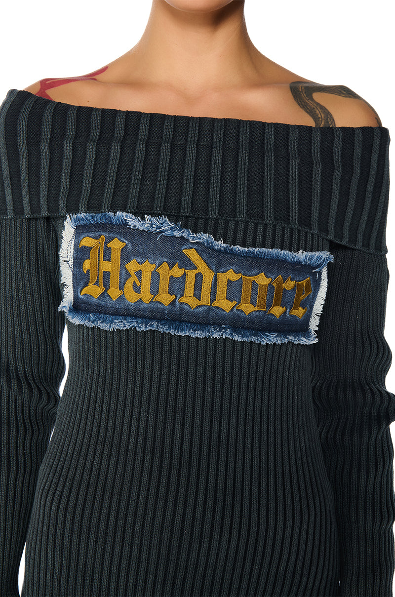 HARDDCORE DISTRESSED RIB SWEATER