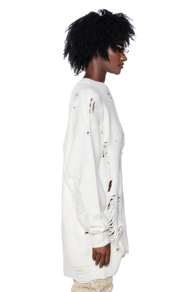 HER HOLINESS RIPPED UP SWEATER DRESS