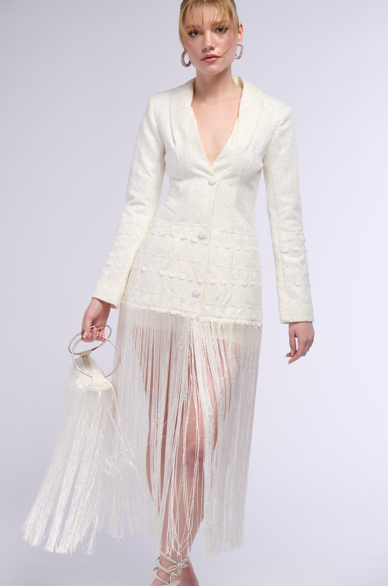 HOPELESS ROMANTIC FRINGE BLAZER DRESS