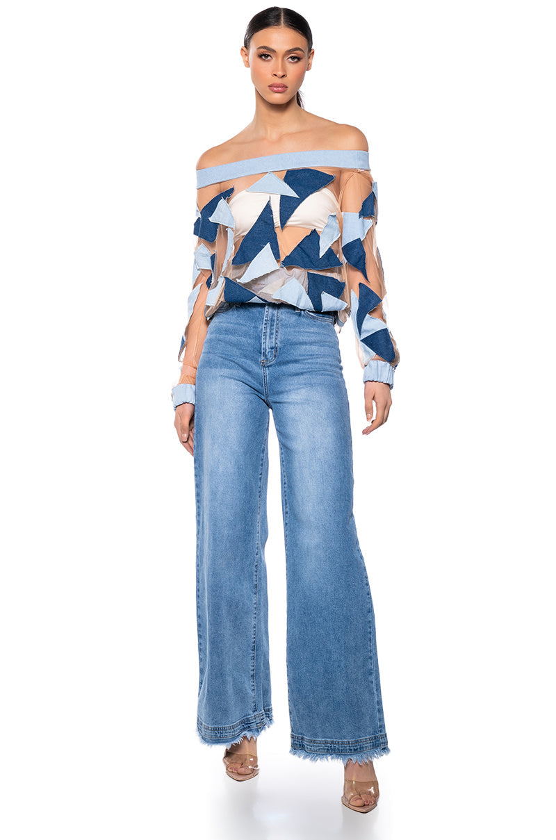 I SPY DENIM PATCHWORK OVERSIZED SHIRT