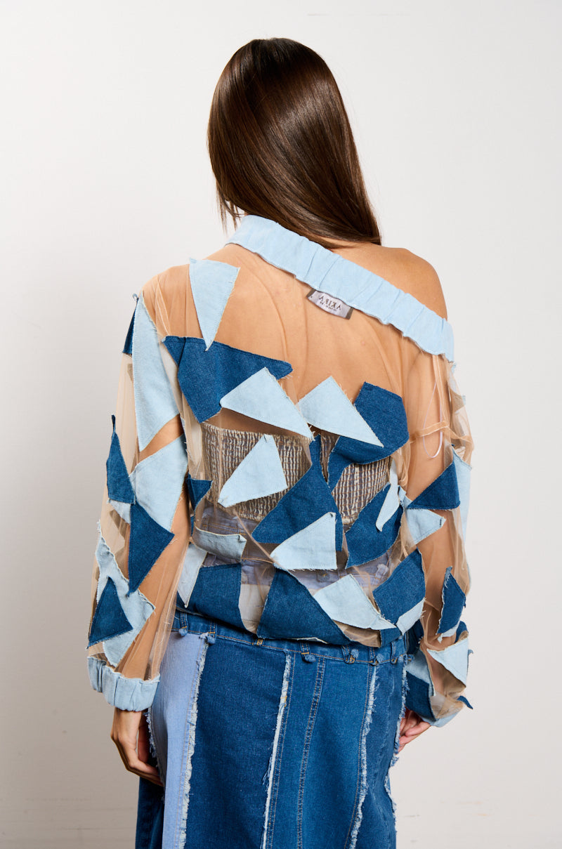 I SPY DENIM PATCHWORK OVERSIZED SHIRT