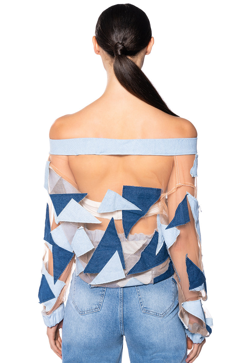 I SPY DENIM PATCHWORK OVERSIZED SHIRT