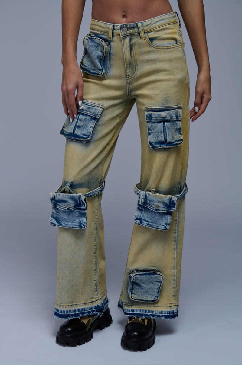 IGGY CARGO POCKET WIDE LEG JEAN