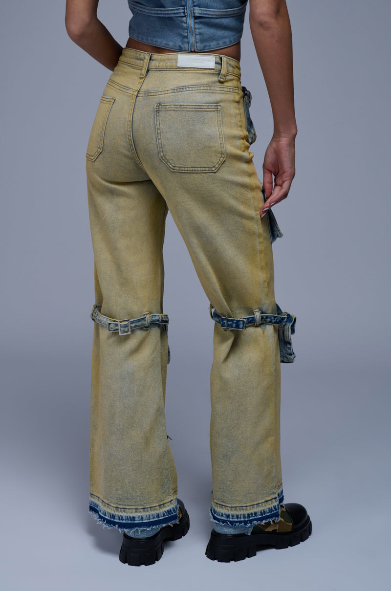 IGGY CARGO POCKET WIDE LEG JEAN