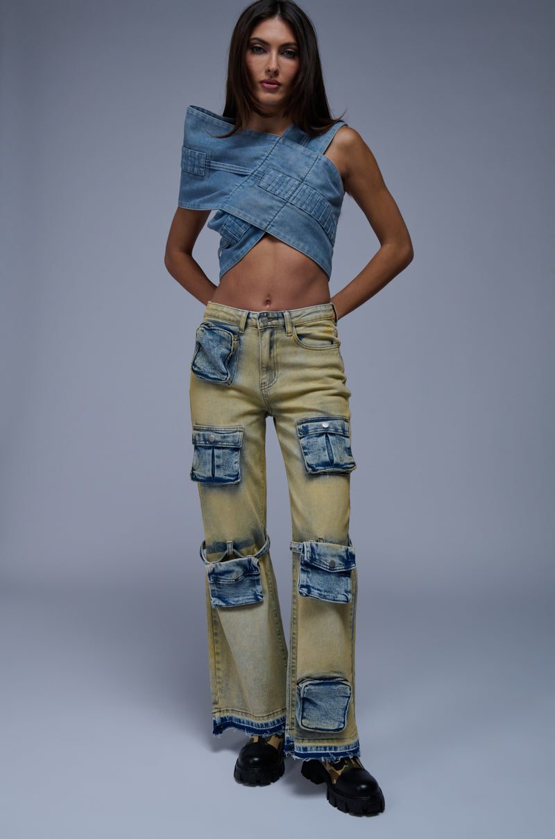 IGGY CARGO POCKET WIDE LEG JEAN