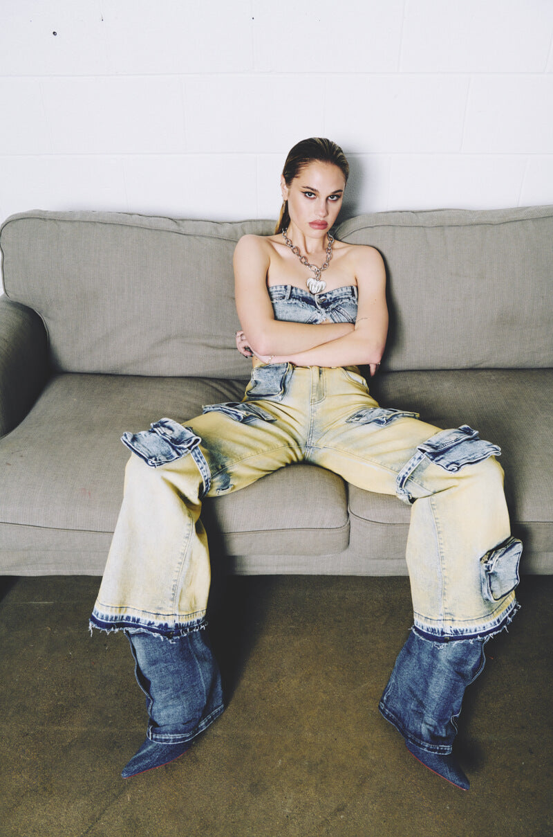 IGGY CARGO POCKET WIDE LEG JEAN