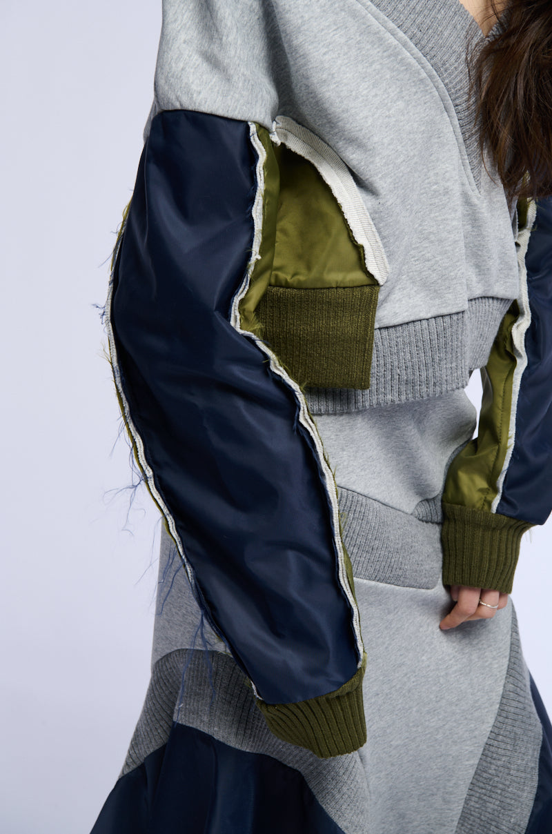 INDIE COLORBLOCKED DEEP V SWEATSHIRT