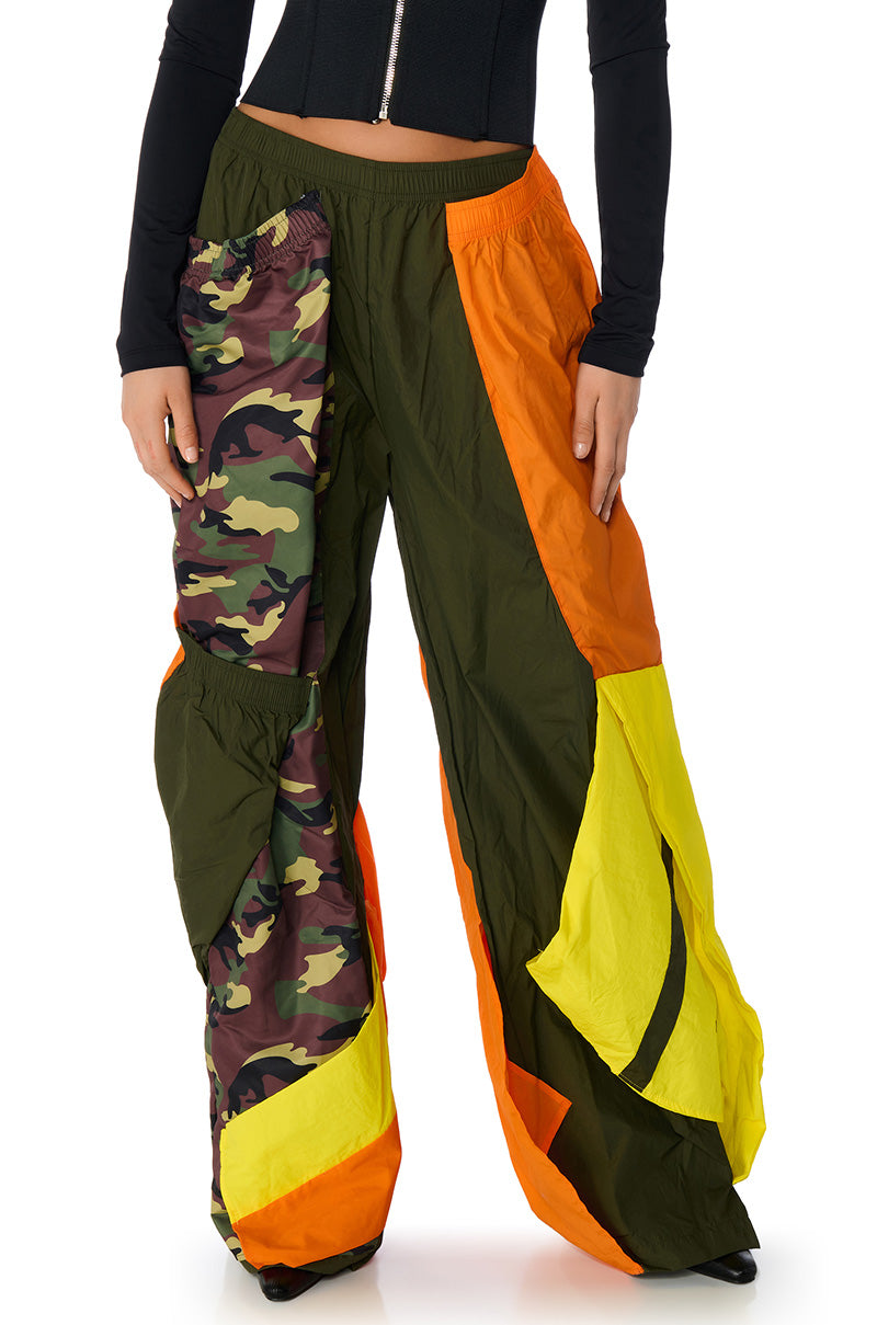 ISA CAMO AND COLORBLOCK NYLON SWEATPANT