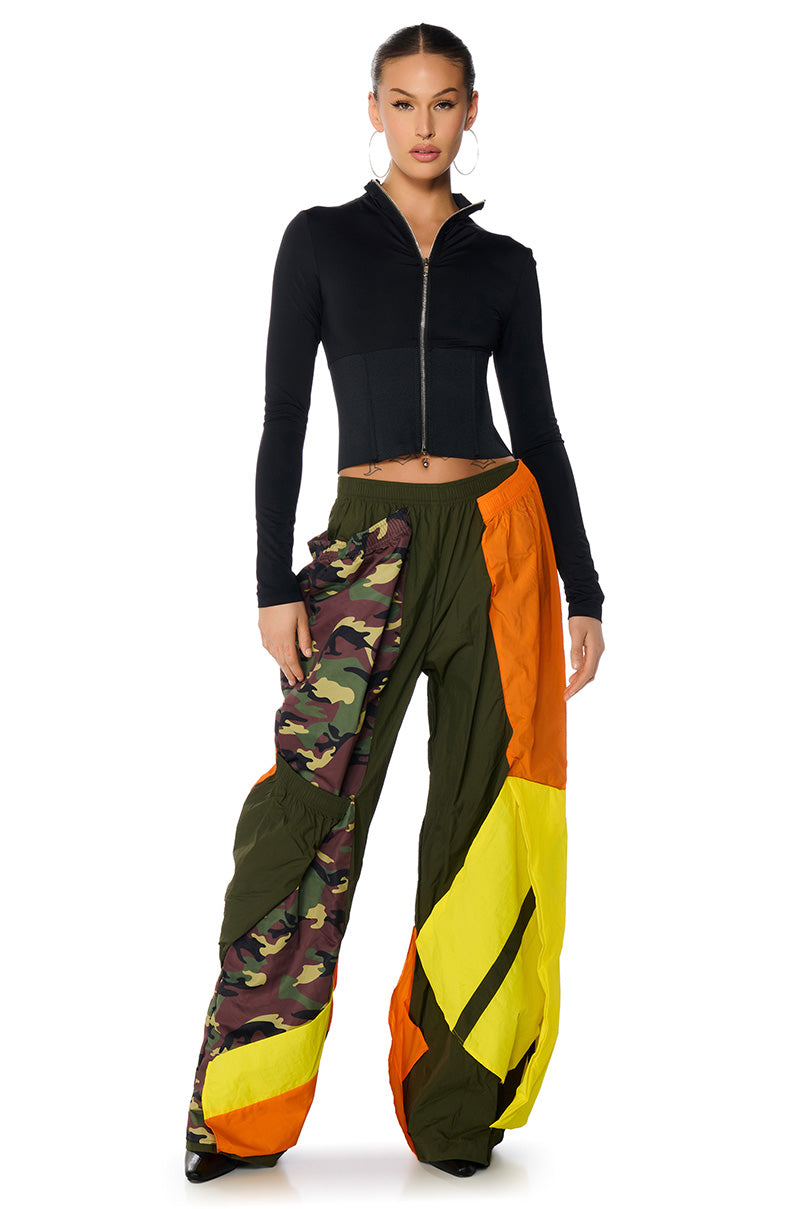 ISA CAMO AND COLORBLOCK NYLON SWEATPANT