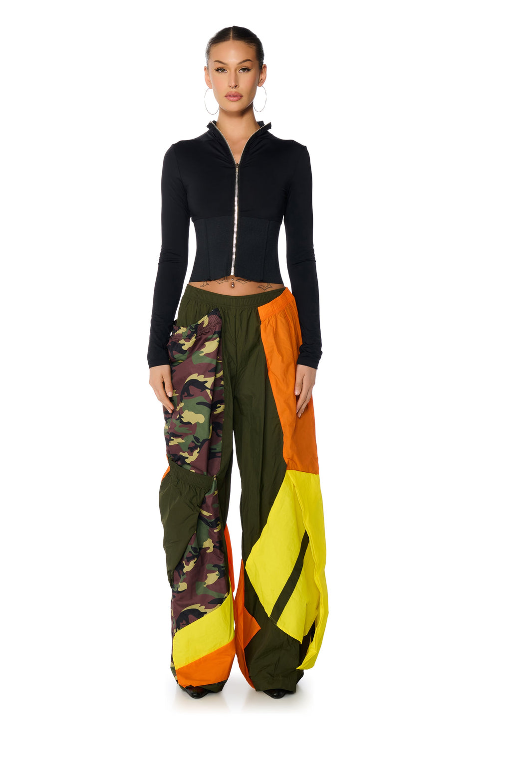 ISA CAMO AND COLORBLOCK NYLON SWEATPANT