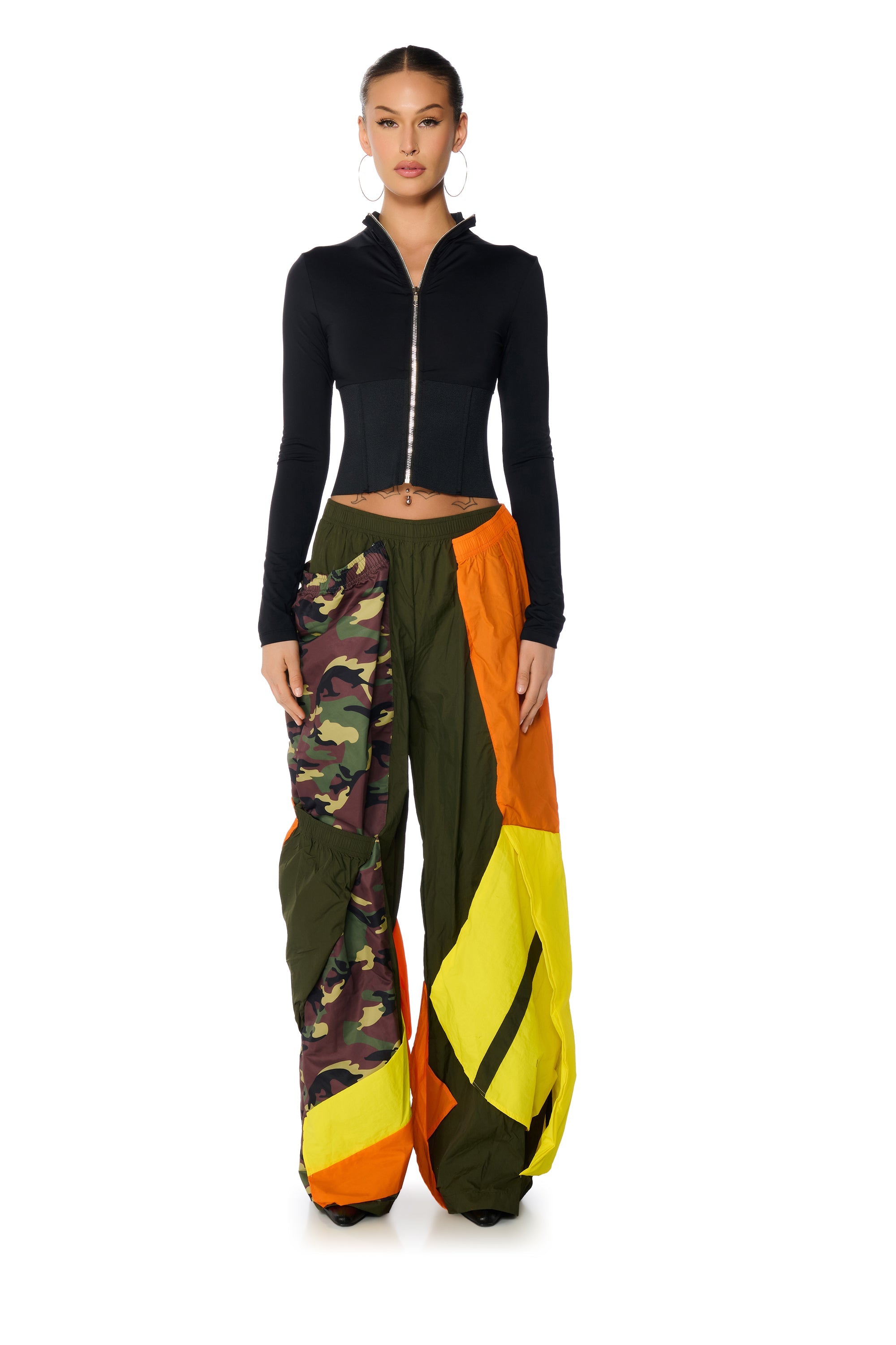 ISA CAMO AND COLORBLOCK NYLON SWEATPANT