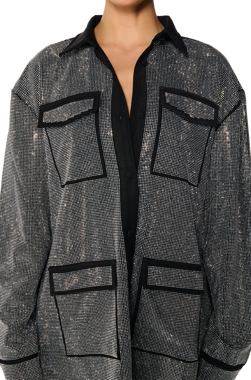 ITS A PARTY EMBELLISHED MINI SHIRT DRESS