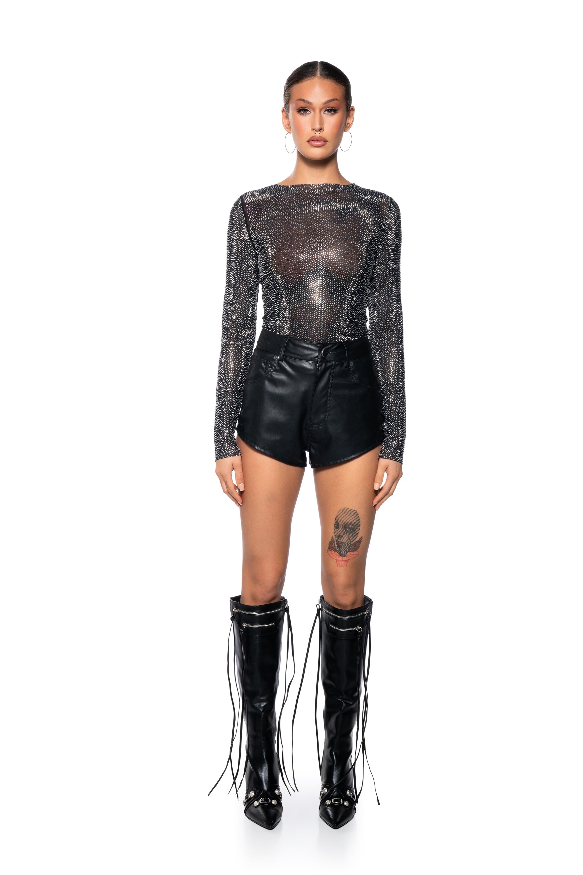 IVY RHINESTONE MESH TOP