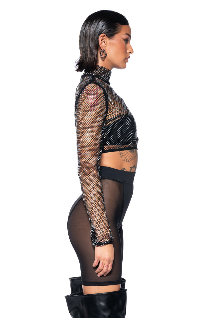 KEEP ME BODIED EMBELLISHED HIGH NECK TOP