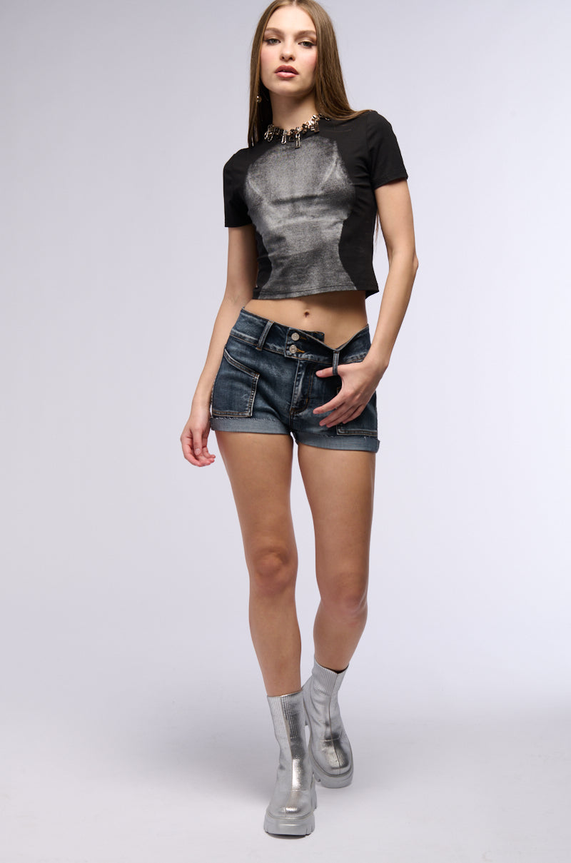 KEKE HIGH WAISTED DENIM SHORTS